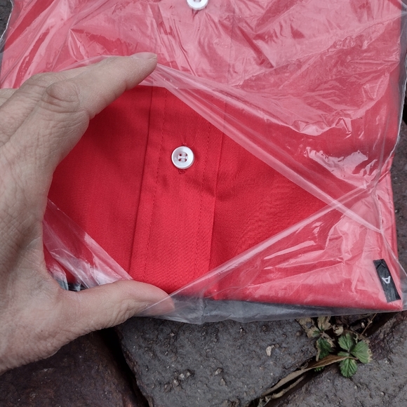 1970s Dagger Collar Red Orange men's shirt Deadstock VTG Mint NWT - Picture 6 of 16